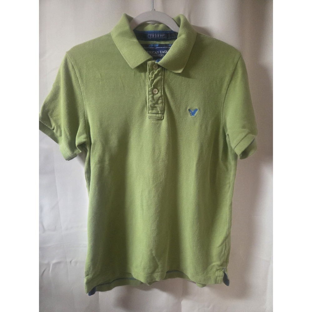 Y2K American Eagle Outfitters Polo Shirt Mens Sz M Green Vintage Fit
